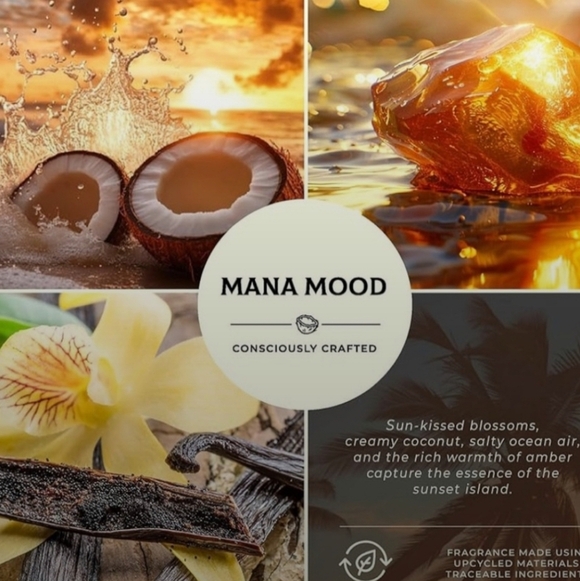 NEW 🥥🍍MANA MOOD Sunset Island Coconut & Pineapple 9oz Large Wood Wick Candle - Picture 9 of 13